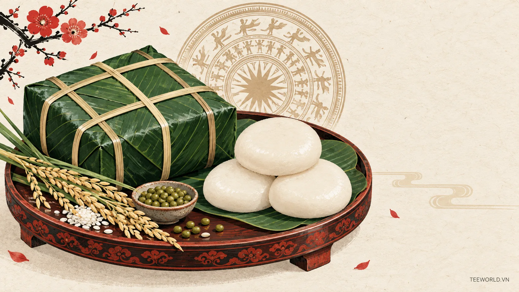 Minh họa bánh chưng bánh giầy - Teeworld Studio