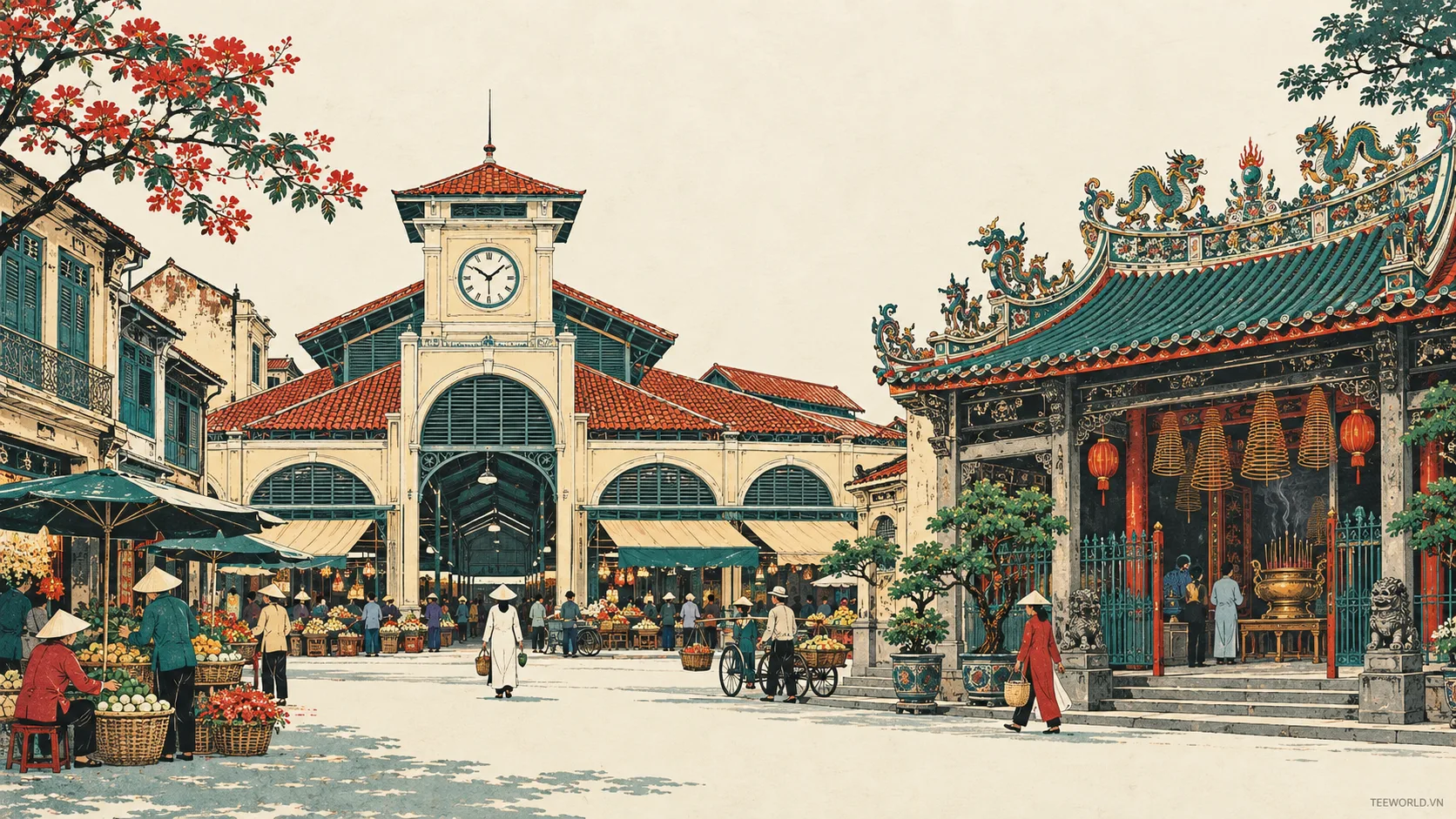 Minh họa chợ lớn - Teeworld Studio