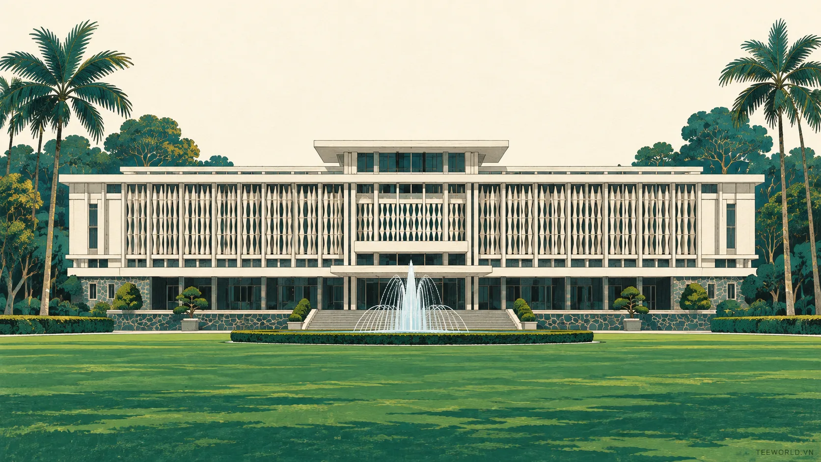 Minh họa kiến trúc dinh độc lập - Teeworld Studio