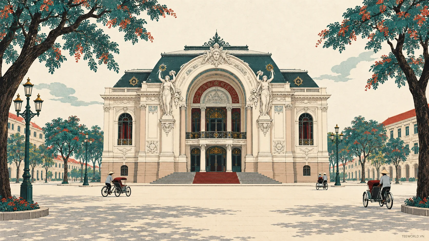 Minh họa nhà hát thành phố - Teeworld Studio