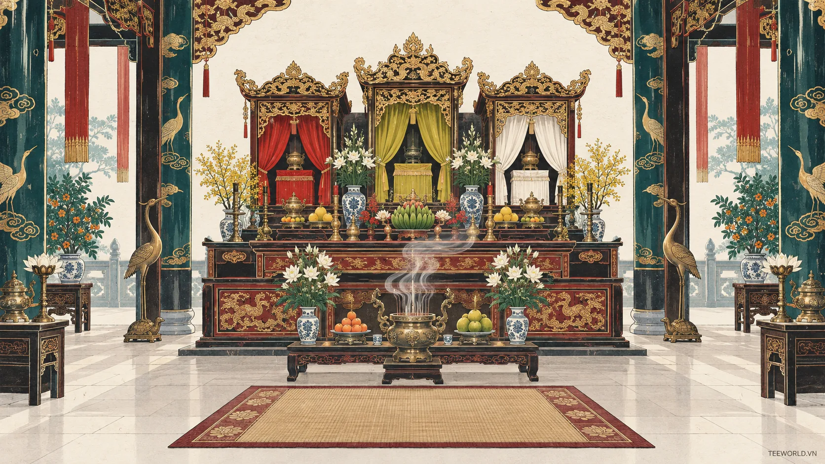 Minh họa thờ mẫu - Teeworld Studio