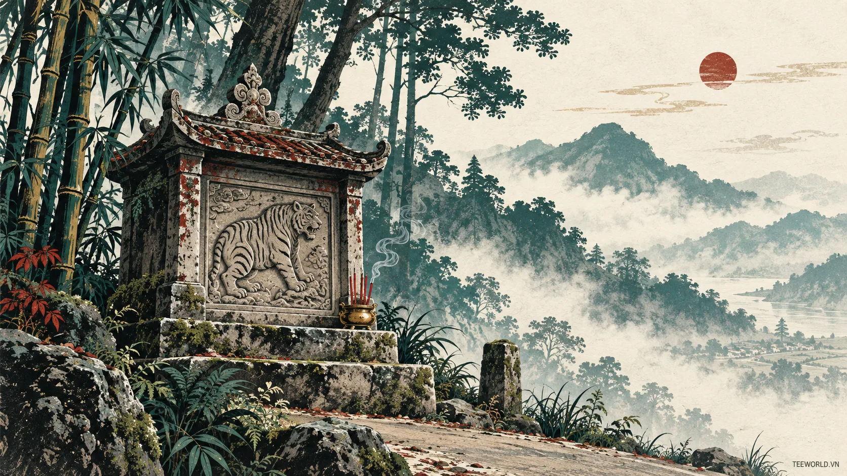 Minh họa thờ ông hổ - Teeworld Studio