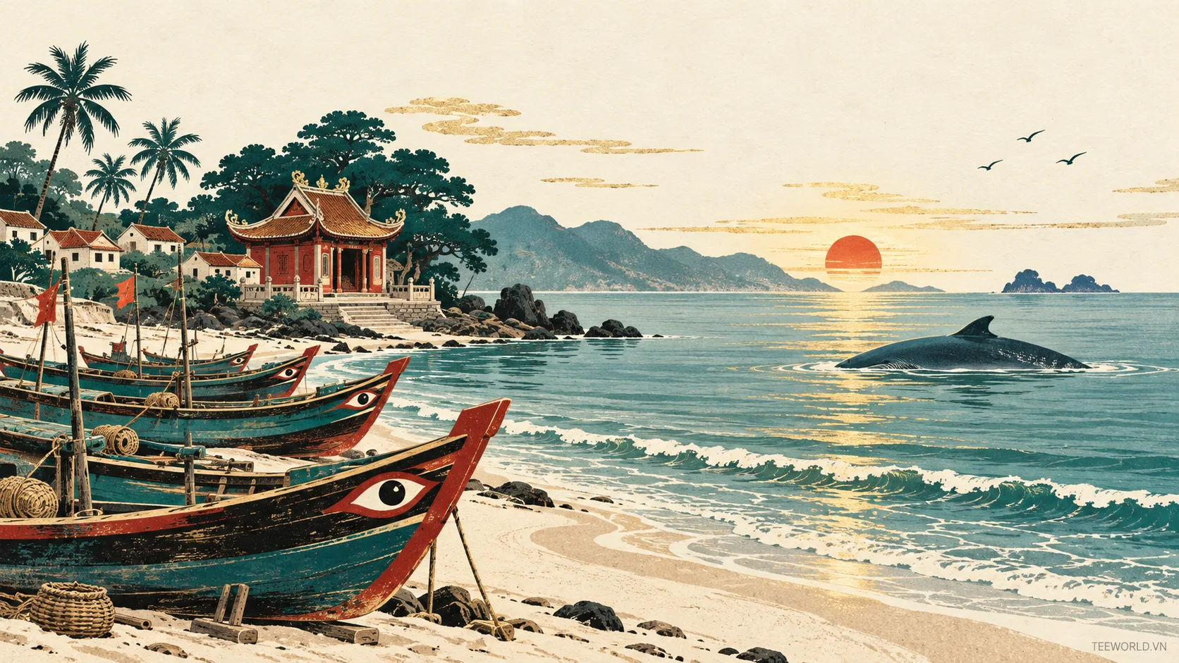 Minh họa cá ông - Teeworld Studio