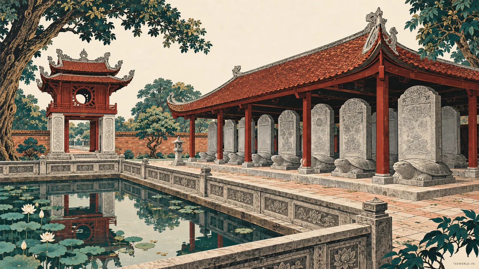 Minh họa văn miếu – quốc tử giám - Teeworld Studio